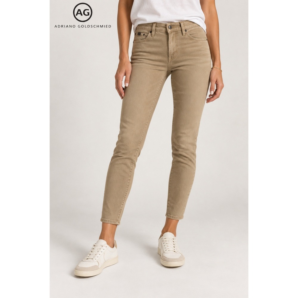 AG Adriano Goldschmied The Legging Ankle Tan Khaki Super Skinny Jeans Size 27
